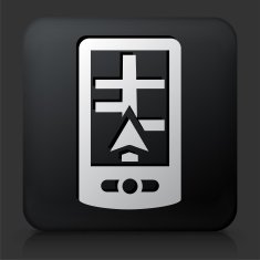 Black Square Button with GPS Navigation