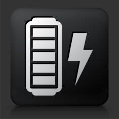 Black Square Button with Full Battery