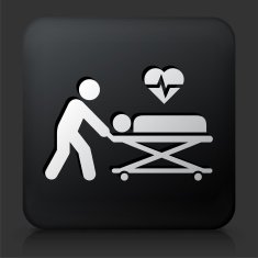 Black Square Button with Medical Patient