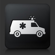 Black Square Button with Ambulance N2