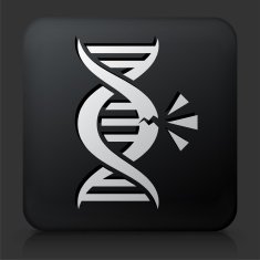 Black Square Button with DNA Break