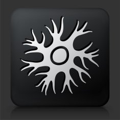 Black Square Button with Nerve Cell
