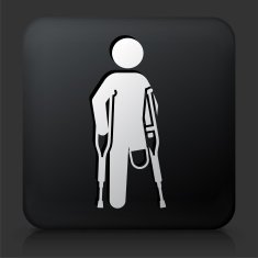 Black Square Button with Leg Amputee