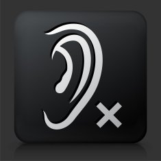 Black Square Button with Hearing Lost