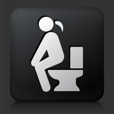 Black Square Button with Using the Toilet