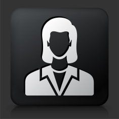 Black Square Button with Woman Face N15