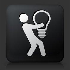 Black Square Button with Big Idea Businessman N2