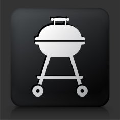 Black Square Button with Grill Icon