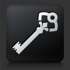 Black Square Button with Old Key N2