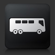 Black Square Button with Bus Icon N3