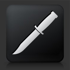 Black Square Button with Knife Icon