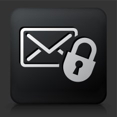 Black Square Button with Letter & Lock Icon