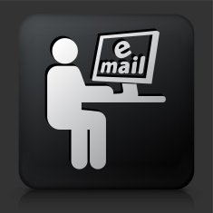 Black Square Button with Email on Computer
