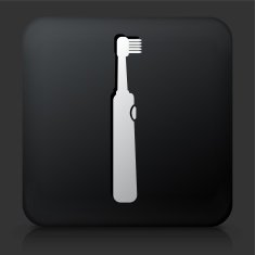 Black Square Button with Electric Toothbrush Icon