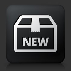 Black Square Button with New Delivery Icon