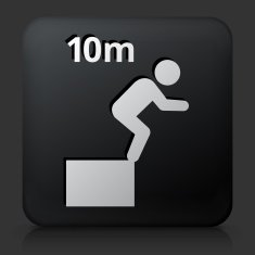 Black Square Button with 10 Meter Dive Icon
