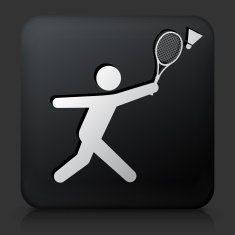 Black Square Button with Badminton Icon
