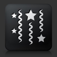 Black square button with Party Decorations