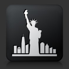 Black Square Button with Statue of Liberty Icon