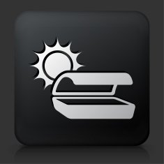 Black Square Button with Tanning Bed Icon