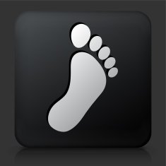 Black Square Button with Footprint