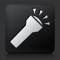 Black Square Button with Flashlight Icon