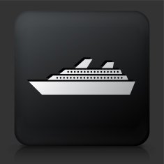 Black Square Button with Cruise Ship Icon