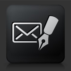 Black Square Button with Letter & Pen Icon