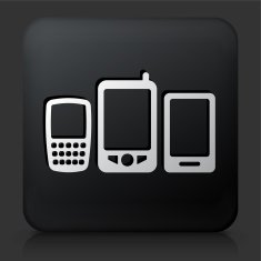 Black Square Button with Telephone Icon N2