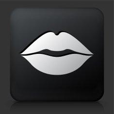 Black Square Button with Lips Icon