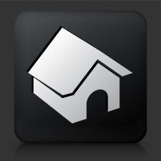 Black Square Button with Dog House Icon