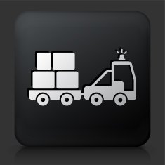 Black Square Button with Luggage Car Icon