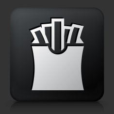 Black Square Button with French Fries Icon