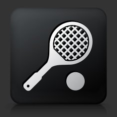 Black Square Button with Racquetball Icon