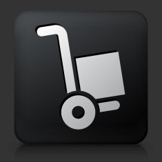 Black Square Button with Push Cart Icon