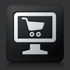 Black Square Button with Online Shopping Icon N2