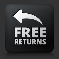 Black Square Button with Free Returns Icon