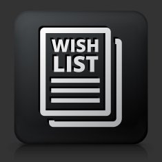 Black Square Button with Wish List Icon