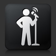 Black Square Button with Speech Icon