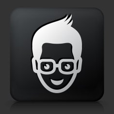 Black Square Button with Student Icon N2