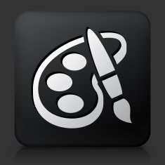 Black square button with Paint and Brush