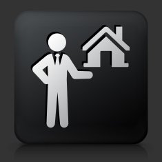 Black square button with Real Estate Agent Selling House