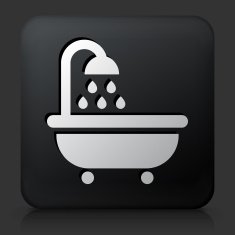 Black square button with Bathtub and Running Water