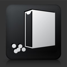 Black Square Button with Dog Food Icon