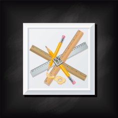 Black Chalkboard Background With a Square Icon And Ruler N2