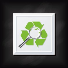 Recycling Arrow and Magnifying Glass On A Square Blackboard Icon N2