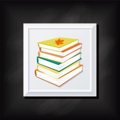 Stack Of Books On A Square Blackboard Icon N2