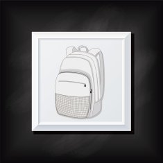 Grey Backpack On A Square Blackboard Icon N2