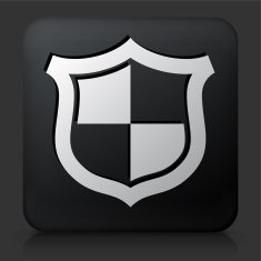 Black Square Button with Shield Icon