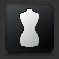 Black Square Button with Fashion Mannequin N2